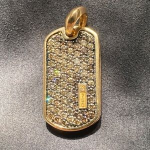 David Yurman 18k Rose Gold Tag w/pave cognac diamonds